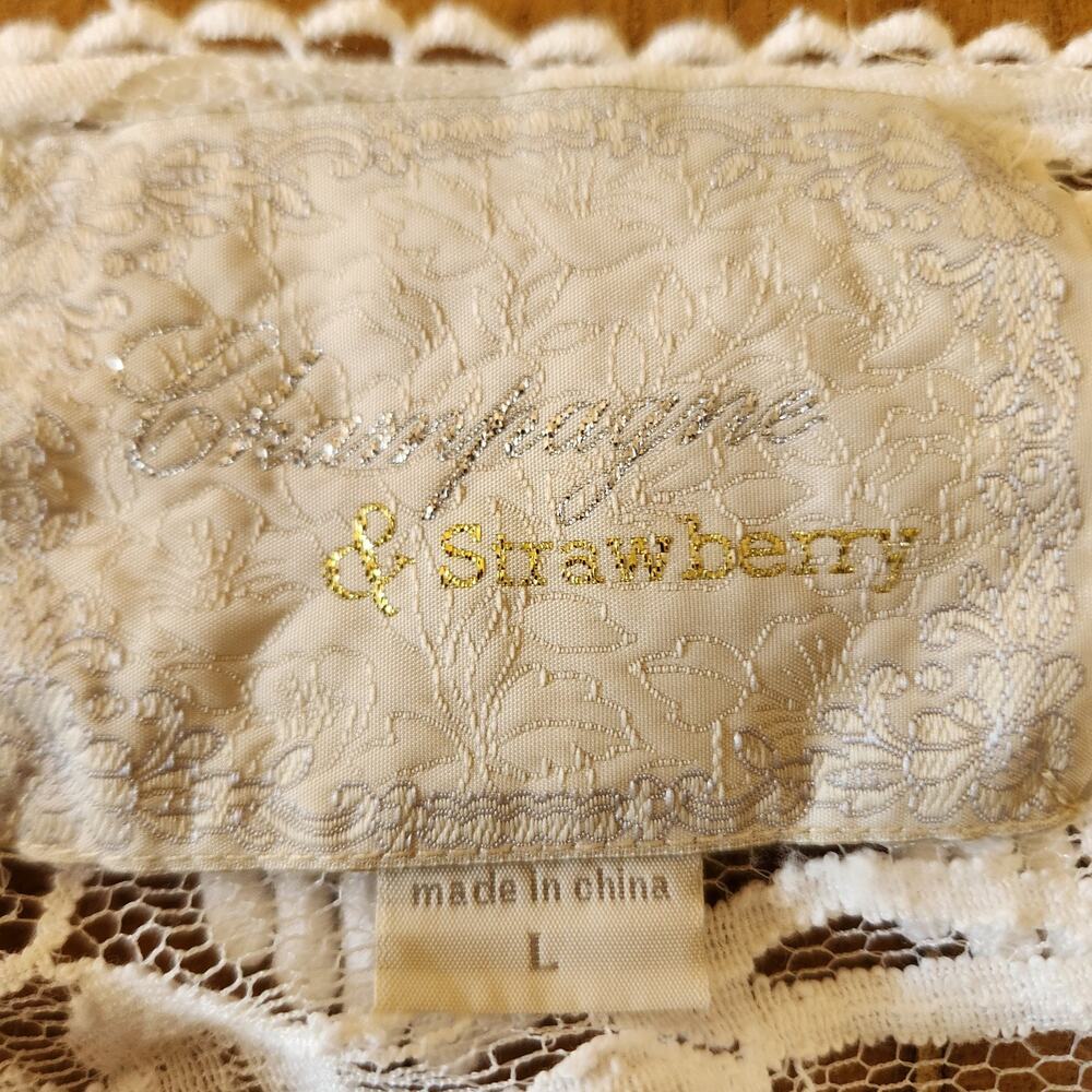 Champagne & Strawberry Anthropologie Crochet Dress Women's L Tan Whimsical Boho - Picture 7 of 15